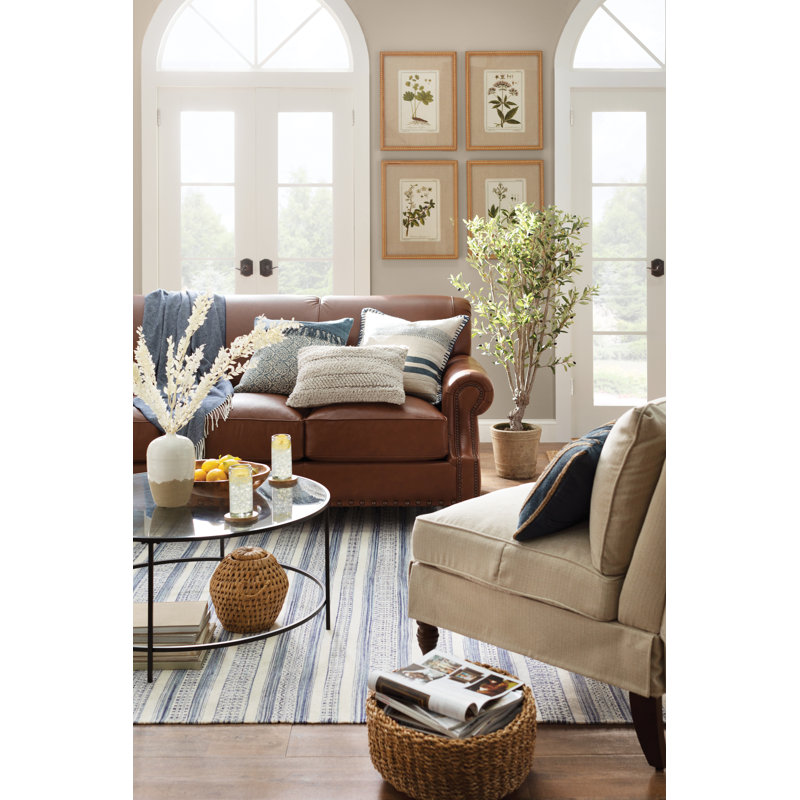 Birch Lane™ Finkelstein Genuine Leather 87" Rolled Arm Sofa